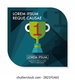 Trophy Cup flat icon with long shadow,eps10