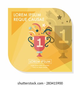 trophy cup flat icon with long shadow,eps10