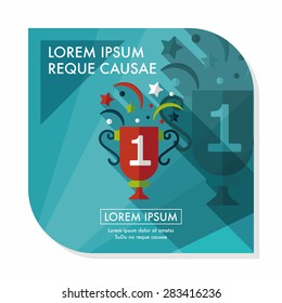 trophy cup flat icon with long shadow,eps10