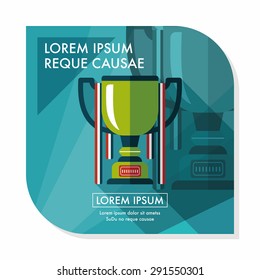 trophy cup flat icon with long shadow,eps10