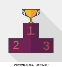 trophy cup flat icon with long shadow,eps10