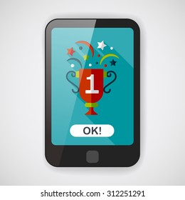 trophy cup flat icon with long shadow,eps10