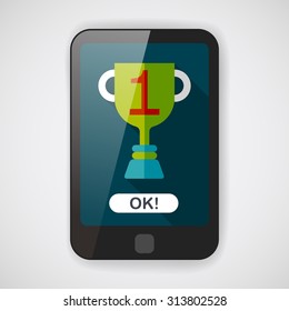 Trophy Cup flat icon with long shadow,eps10