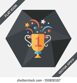 trophy cup flat icon with long shadow,eps10