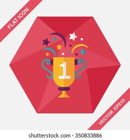 trophy cup flat icon with long shadow,eps10