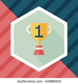 Trophy Cup flat icon with long shadow,eps10