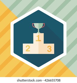 trophy cup flat icon with long shadow,eps10