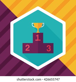 trophy cup flat icon with long shadow,eps10