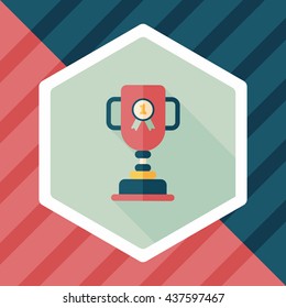 Trophy Cup flat icon with long shadow,eps10