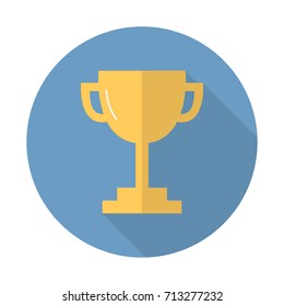 Trophy Cup Flat Icon with Long Shadow