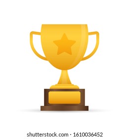 Trophy Cup Flat Icon with star. Vector stock illustration.