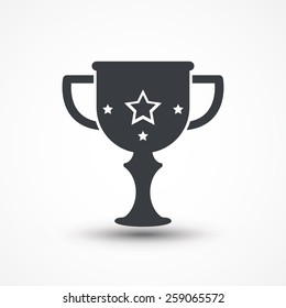 Trophy Cup Flat Icon With Stars
