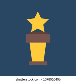 Trophy Cup Flat Icons. Gold Winner Cup. Best Reward