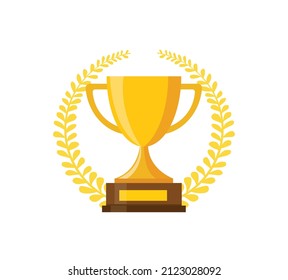 Trophy cup flat style icon vector illustration