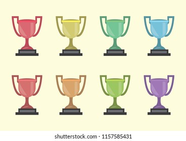 Trophy cup in flat style illustration for award cup, Champion, trophy colour flat design