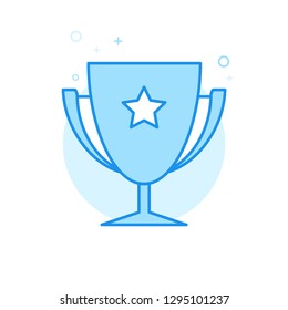 Trophy Cup Flat Vector Icon. Winner's Cup Symbol, Pictogram, Sign. Light Flat Style. Blue Monochrome Design. Editable Stroke. Adjust Line Weight. Design with Pixel Perfection.