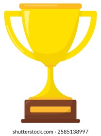 Trophy cup flat vector icon on white background.