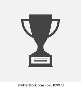 Trophy cup flat vector icon. Simple winner symbol. Black illustration isolated on white background.