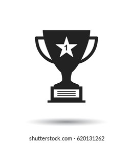 Trophy cup flat vector icon. Simple winner symbol. Black illustration on isolated background.