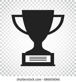 Trophy cup flat vector icon. Simple winner symbol. Black illustration on isolated background. Simple business concept pictogram.