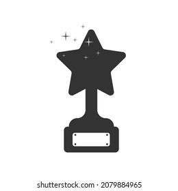 trophy cup in the form of a star with sparkles and sparkles. A symbol of victory, reward and success. dark icon on white background