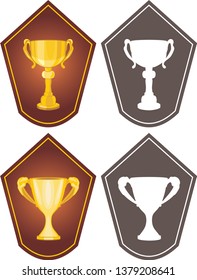 Trophy cup. Four icons for design. Vector