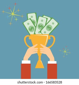  trophy cup full of money