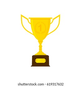 Trophy cup or goblet in flat style. Isolated on white vector illustration.