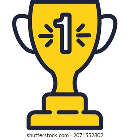Trophy cup gold award for winner vector icon. Golden prize for first place. Sport or business reward goblet isolated on white background