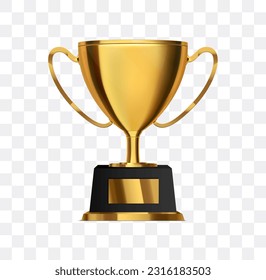 Trophy cup. Gold prize isolated. Vector illustration of award