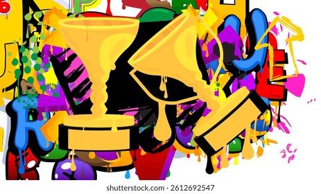 Trophy Cup graffiti. Abstract modern street art decoration performed in urban painting style.