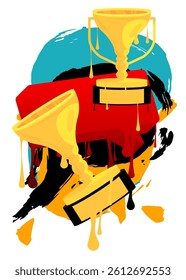 Trophy Cup graffiti. Abstract modern street art decoration performed in urban painting style.