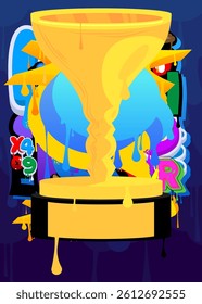 Trophy Cup graffiti. Abstract modern street art decoration performed in urban painting style.