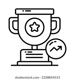 Copa Trofeo con gráfico de crecimiento que muestra el icono de concepto del gráfico de éxito