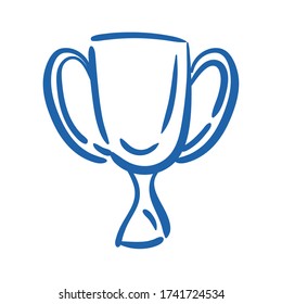 trophy cup hand draw style icon vector illustration design