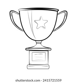 Trophy cup hand drawn outline doodle icon illustrations