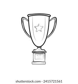 Trophy cup hand drawn outline doodle icon illustration.