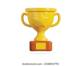 Trophy cup icon 3d rendering vector illustration