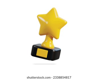Trophy cup icon 3d rendering vector illustration