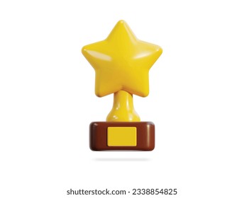 Trophy cup icon 3d rendering vector illustration