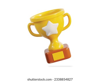 Trophy cup icon 3d rendering vector illustration