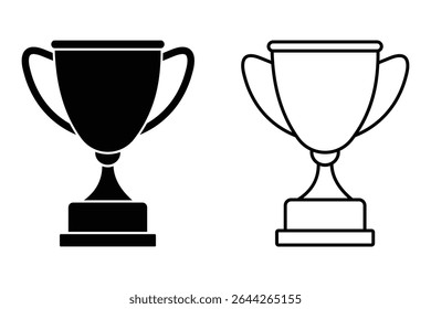 Trophy cup icon black and white vector. trophy icon in trendy flat style. Vector champion's cup icon. Sport trophy vector icon. Vector illustration.