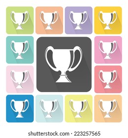 Trophy cup Icon color set vector illustration.