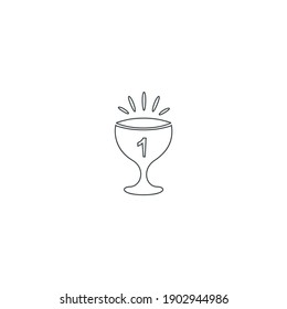 Icono de copa de trofeo. Primer lugar trofeo aislado sobre fondo blanco. Premio ganador de oro, ilustración del vector del icono de la copa campeona 
