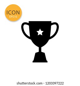 Trophy cup icon flat style in black color vector illustration on white background.