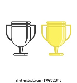 Trophy Cup icon in flat style. Golden shining cup sign, isolated on white background. First place gold cups, championship prize. Winner Concept. 