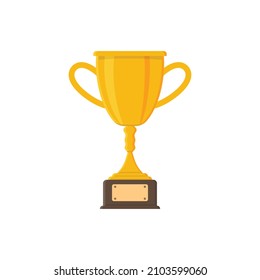 Trophy cup icon in flat style. Goblet prize vector illustration on isolated background. Award sign business concept.