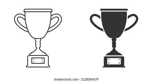 Trophy cup icon in flat style. Goblet prize vector illustration on isolated background. Award sign business concept.