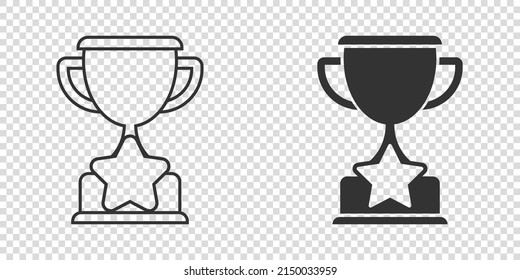 Trophy cup icon in flat style. Goblet prize vector illustration on isolated background. Award sign business concept.