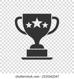 Trophy cup icon in flat style. Goblet prize vector illustration on isolated background. Award sign business concept.